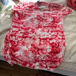 Vibrant Red and White Tie-Dye Mini Dress